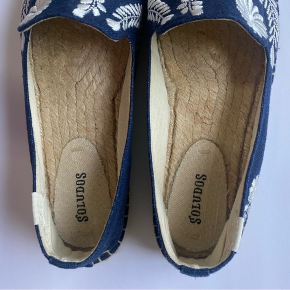 Soludos Ibiza Boho Floral Embroidered Espadrilles Navy Blue Size 9 - Picture 8 of 12